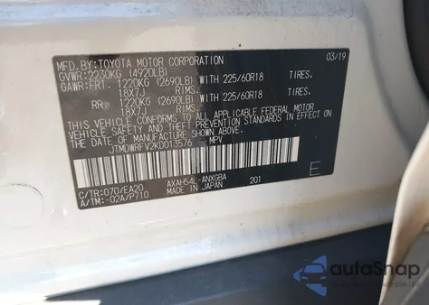 2019 Toyota Rav4 Hybrid Limited из США, поврежденный, VIN JTMDWRFV2KD013576